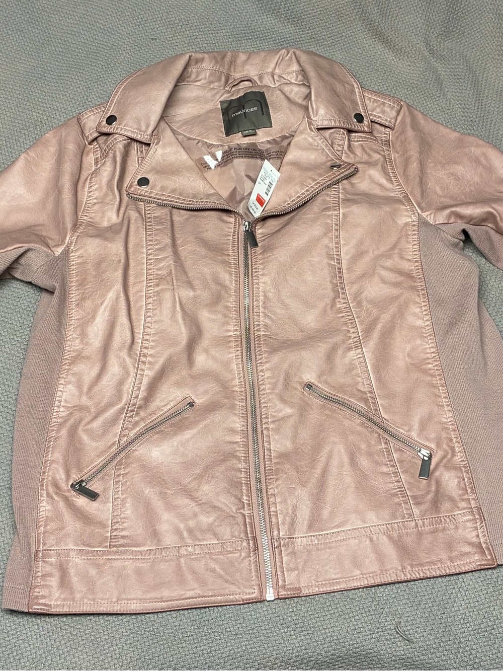 Vince Camuto Dusty Rose Faux Leather Moto Jacket